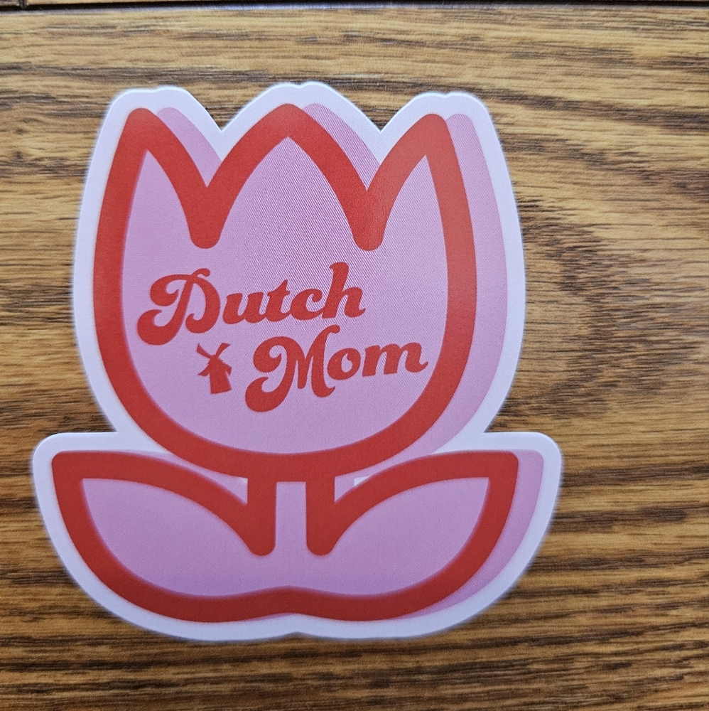 Dutch Bros Pink and Red Dutch Mom Sticker